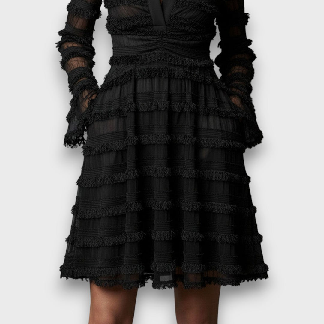 Valentina | Elegantní midi šaty s jemnými průhlednými detaily