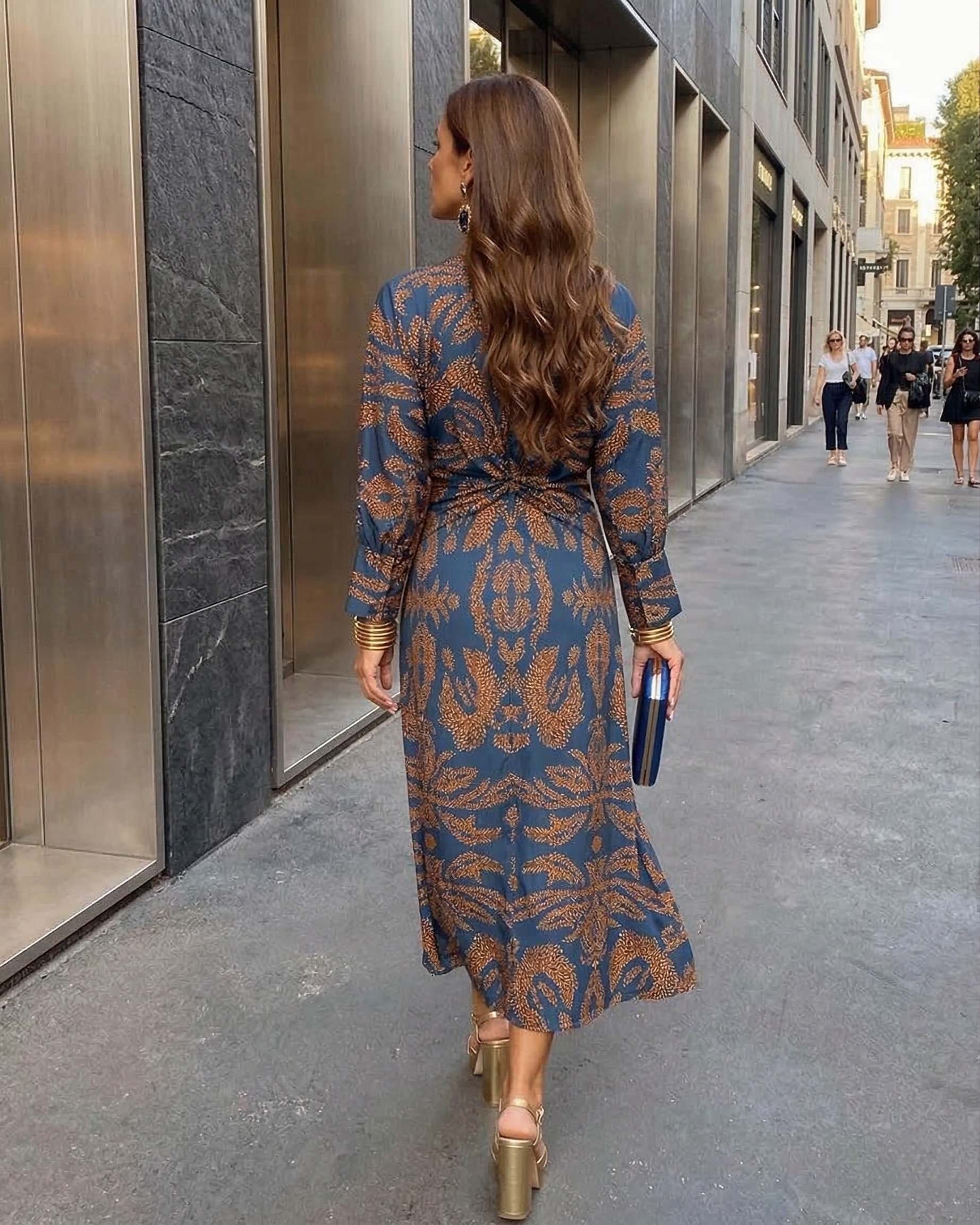 Fiorella | Artistic Midi Dress with Waist Knot